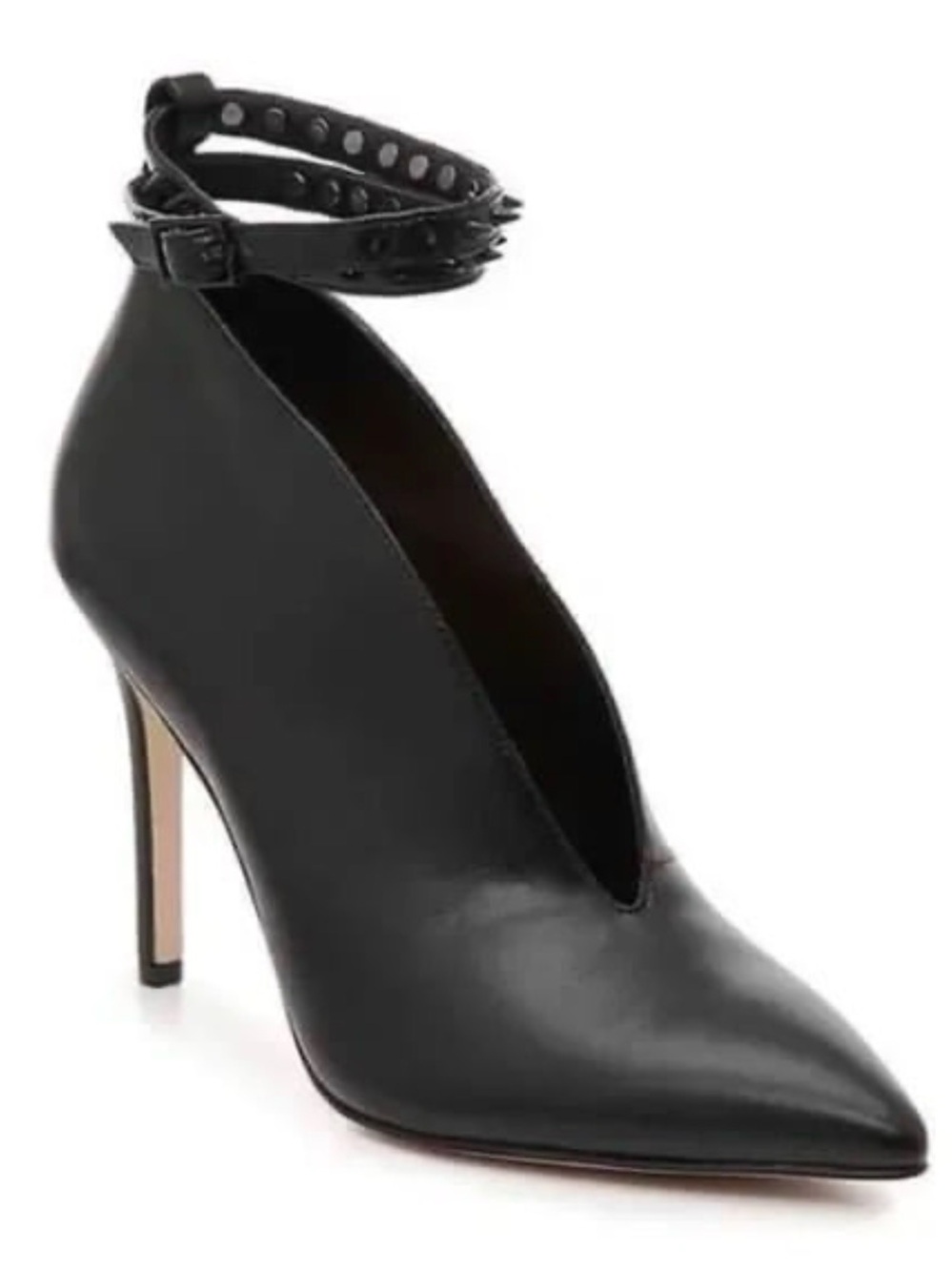 Sexy Jessica Simpson Purkly Black Pointed Stiletto with Studded Ankle Cuff